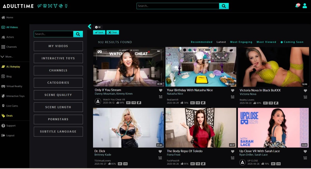 adult time has over 900 vr porn videos